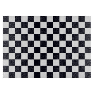 Black and White Chequered Pattern Cutting Board