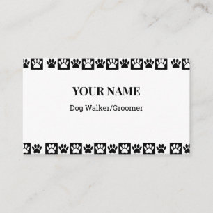 Black And White Chequered Pattern Dog Walker Groom Business Card