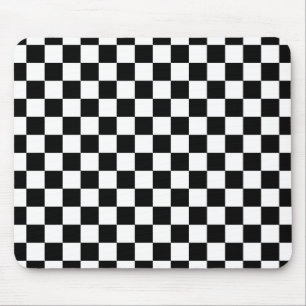 Black and white chequered pattern mouse pad