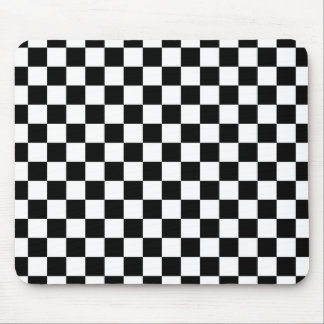 Black and white chequered pattern mouse pad