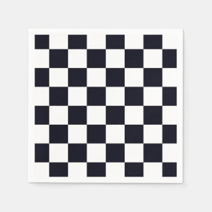 Black and White Chequered Pattern Napkin
