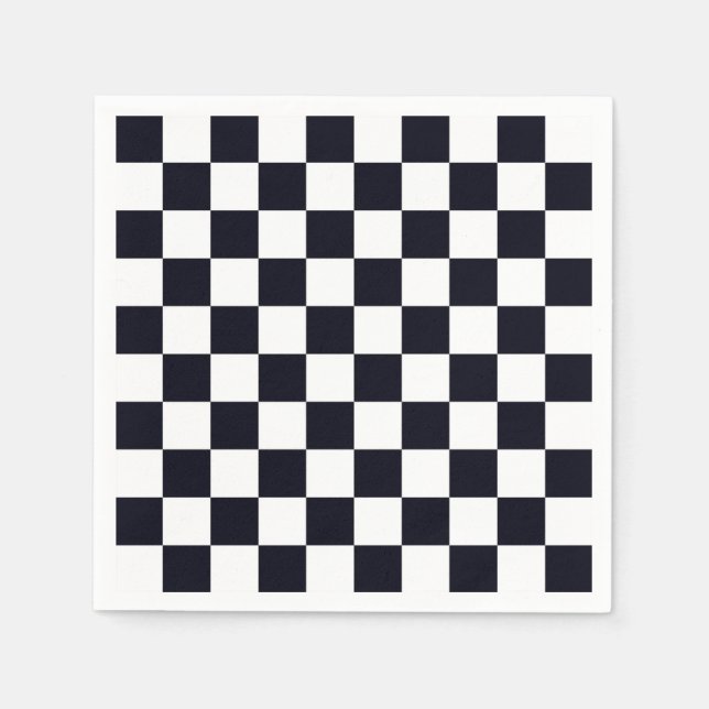 Black and White Chequered Pattern Napkin (Front)