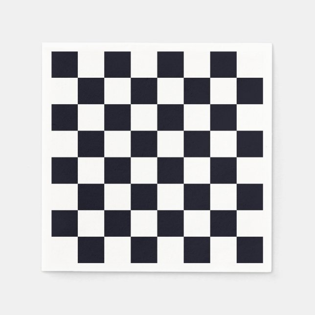 Black and White Chequered Pattern Napkin (Front)