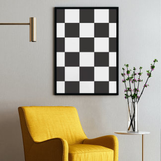 Black and White Chequered Pattern Poster