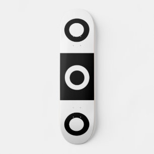 Black and white chequered pattern skateboard