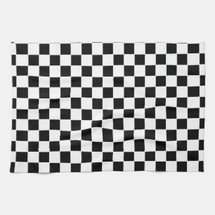 Black and White Chequered Pattern Tea Towel