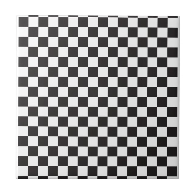 Black and White Chequered pattern Tile (Front)