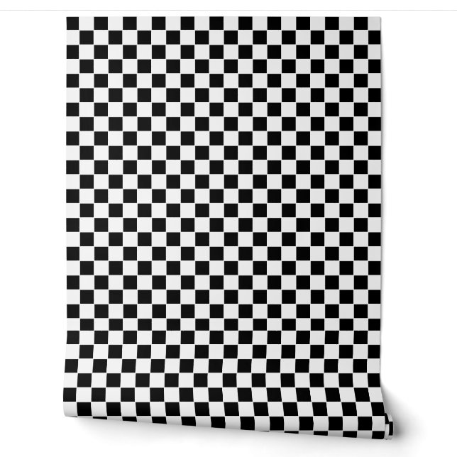 Black and White Chequered Pattern Wallpaper (Unrolling)