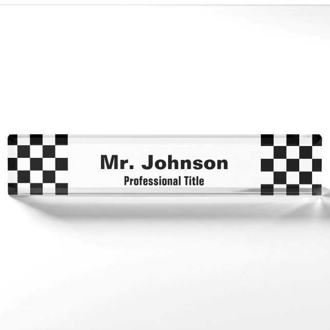 Black and White Chequered Profession Nameplate (Front)