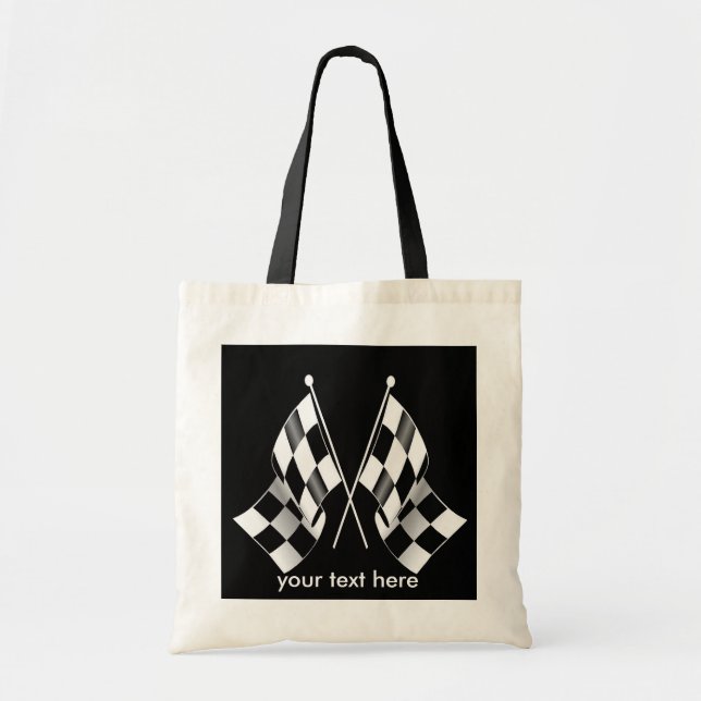 Black and White Chequered Racing Flags Tote Bag (Front)