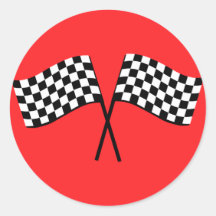 Black and White Chequered Racking Flags Racing Red