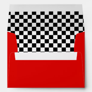 Black and White Chequered Red Envelope