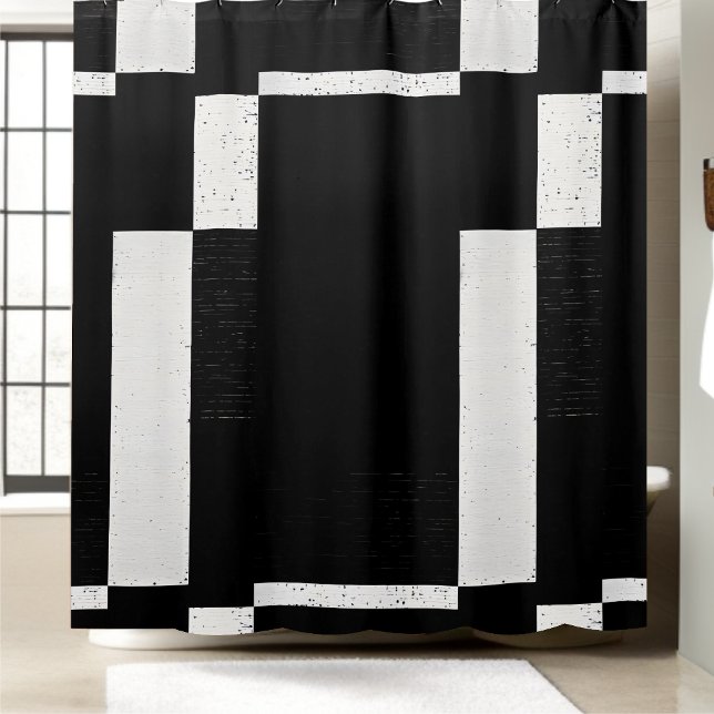 Black and White Chequered Shower Curtain Style 1 (Creator Uploaded)