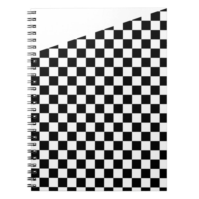 Black and White Chequered Slanted Top Notebook (Front)