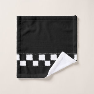 Black and White Chequered Splatter Effect Wash Cloth