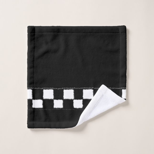 Black and White Chequered Splatter Effect Wash Cloth (Wash Cloth)