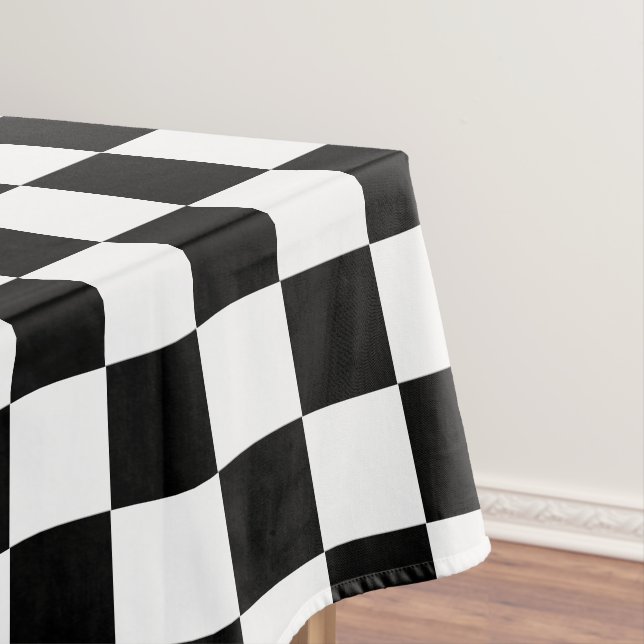 Black and White Chequered Sport Tablecloth (In Situ)