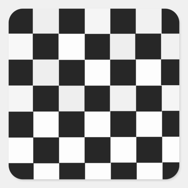 Black and White Chequered Square Sticker (Front)