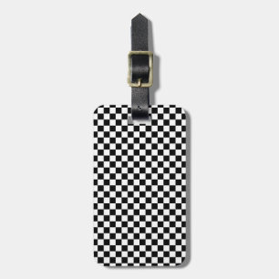 Black and White Chequered Squares Luggage Tag
