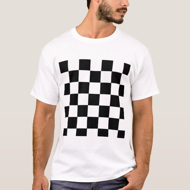 Black and White Chequered Squares T-Shirt (Front)