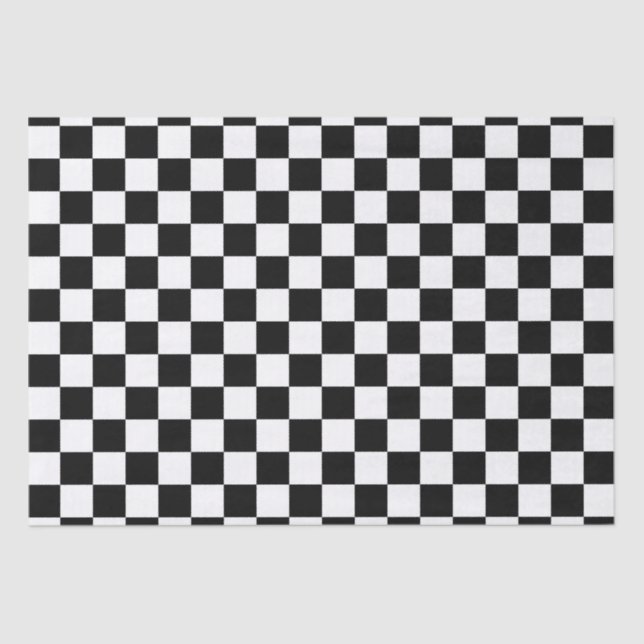 Black and White Chequered Squares Tissue Paper (Front)