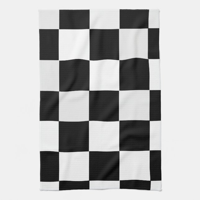 Black and White Chequered Tea Towel (Vertical)