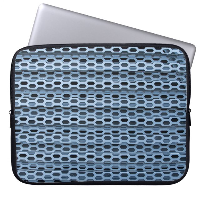 Black and white chequered textile laptop sleeve (Front)