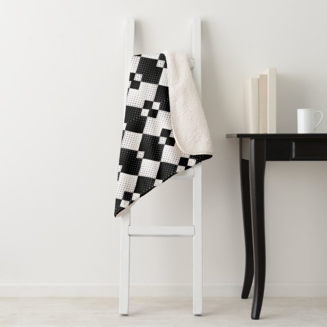 Black and White Chequered Throw (In Situ)