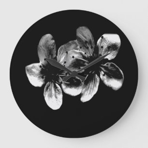 Black And White Cherry Blossoms, Clock