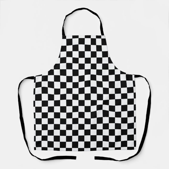 Black and White Chess Digital Print Apron (Front)