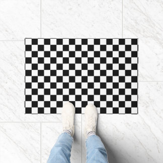 Black and White Chess Digital Print Doormat