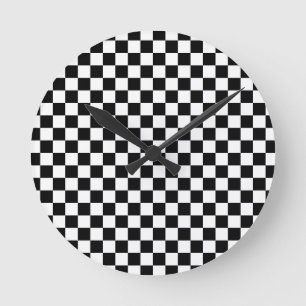Black and White Chess Digital Print Round Clock