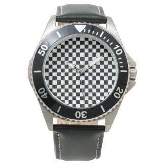 Black and White Chess Digital Print Watch