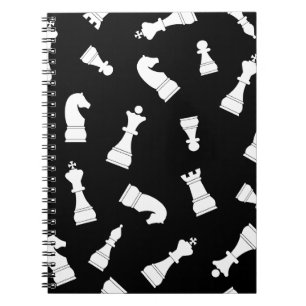 Black and White Chess Piece Pattern Notebook