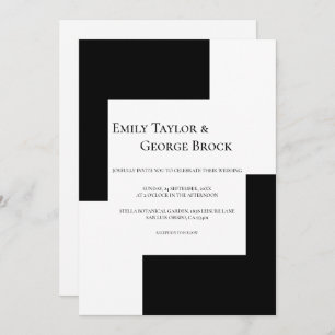 Black And White Chess Theme Simple Modern Wedding Invitation