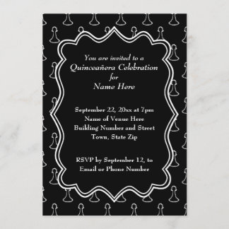 Black and White Chess Themed Quincenera Invitation