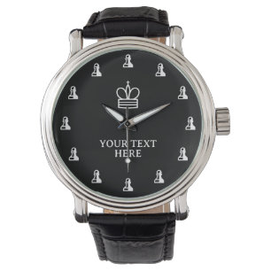 Black and white chess watch with cool pawn dial
