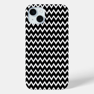 Black And White Chevron iPhone 15 Mini Case