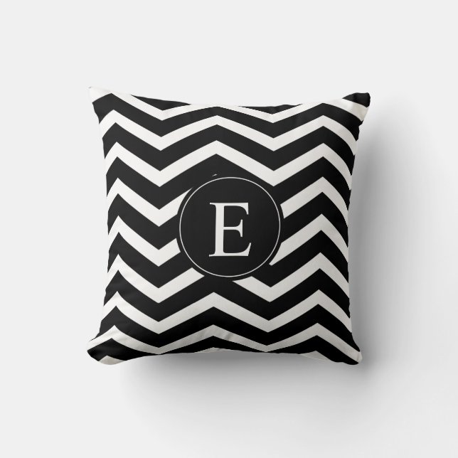 Black and White Chevron Custom Cushion (Front)