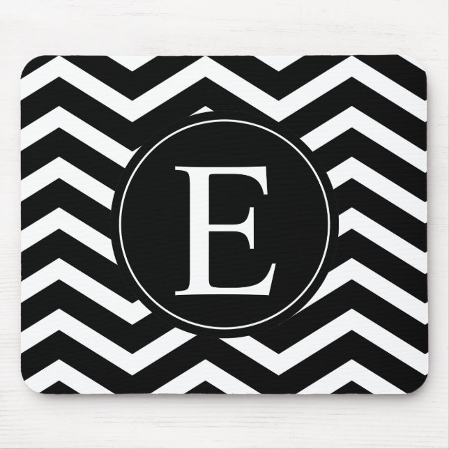 Black and White Chevron Custom Mouse Pad (Front)
