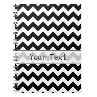 Black and White Chevron - Custom Text Spiral Notebook