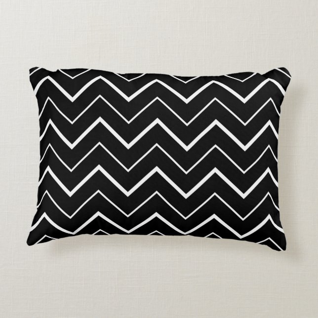 Black and White Chevron Decorative Cushion (Back)