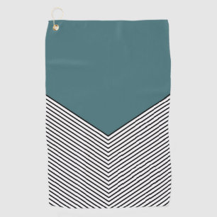 Black and white chevron design and blue triangle golf towel