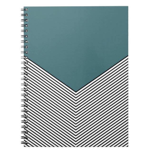 Black and white chevron design and blue triangle notebook (Front)