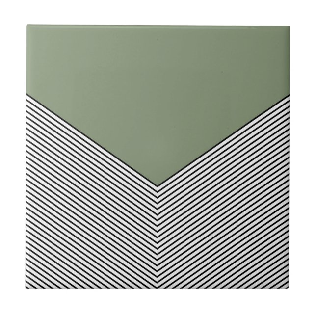 Black and white chevron design and green triangle tile (Front)