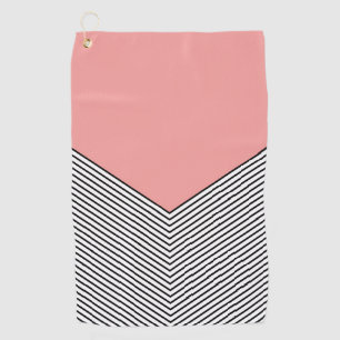 Black and white chevron design and pink triangle golf towel