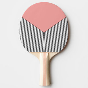 Black and white chevron design and pink triangle ping pong paddle