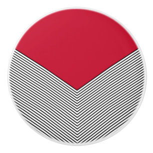 Black and white chevron design and red triangle ceramic knob