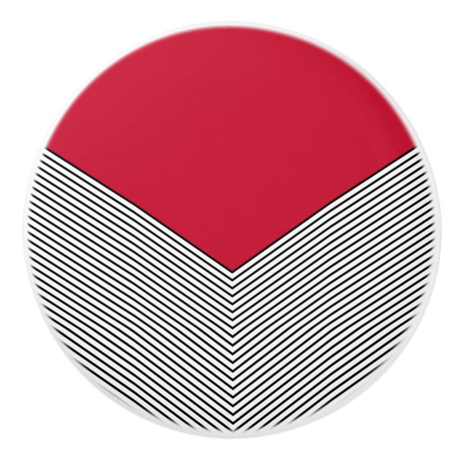Black and white chevron design and red triangle ceramic knob (Front)