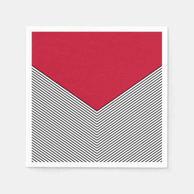 Black and white chevron design and red triangle napkin (Front)